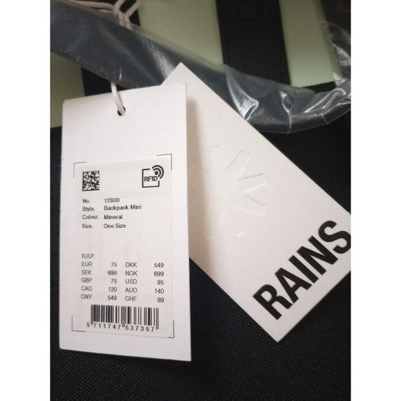 Rains Backpack Mini New with Tags Mineral Mint Green Rain-Proof Backpack - Picture 9 of 11